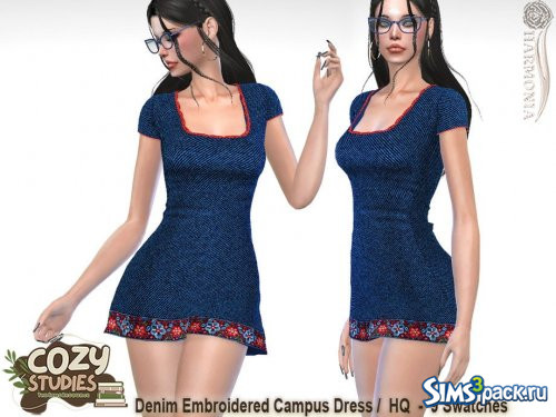 Платье Cozy Studies - Denim Embroidered Campus от Harmonia