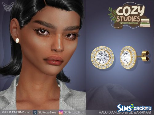 Серьги Cozy Studies - Halo Diamond Stud от feyona