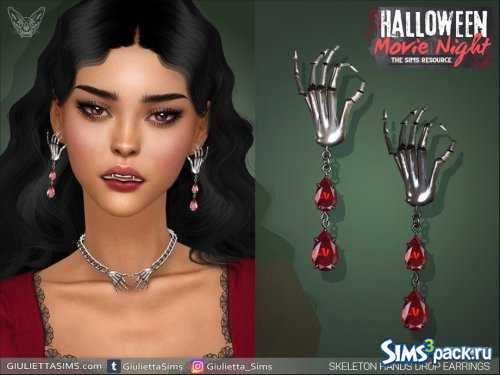 Серьги Halloween Movie Night - Skeleton Hands Drop от feyona