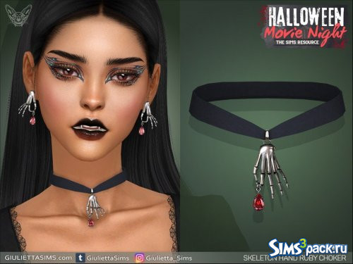 Чокер Halloween Movie Night - Skeleton Ruby Hand от feyona