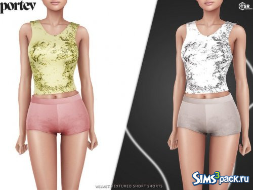 Короткие шорты с бархатной текстурой от portev