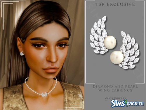 Серьги - пусеты с бриллиантами и жемчугом от Glitterberryfly