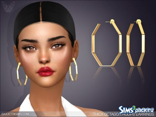 Серьги - кольца с толстым восьмиугольником от Feyona