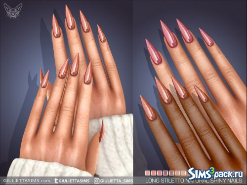 Длинные блестящие натуральные ногти от Feyona