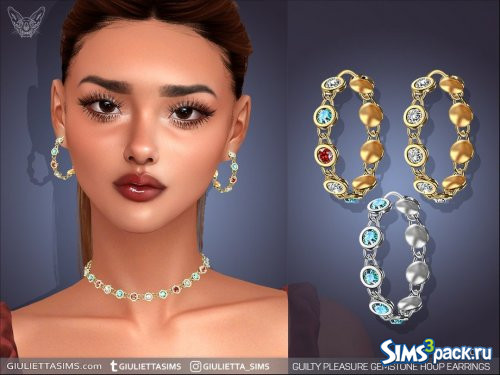 Серьги - кольца с драгоценными камнями от Feyona