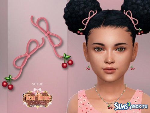 Серьги с бантом в виде вишенки от Suzue