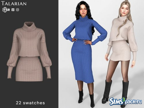 Мини - платье с вязаным воротником от talarian