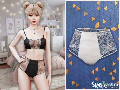 Трусы с высокой талией и паутинным кружевом от MysteriousOo