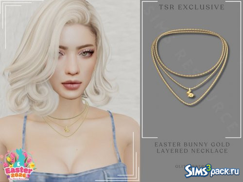 Золотое многослойное колье с пасхальным кроликом от Glitterberryfly
