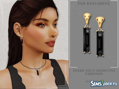 Серьги с ониксом в виде змеи от Glitterberryfly